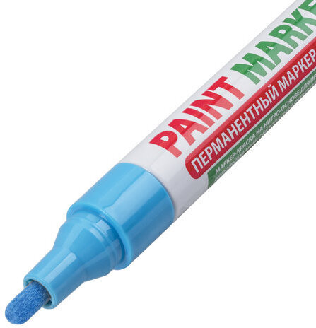 Маркер-краска лаковый (paint marker) 4 мм, ГОЛУБОЙ, БЕЗ КСИЛОЛА (без запаха), алюминий, BRAUBERG PROFESSIONAL, 151435