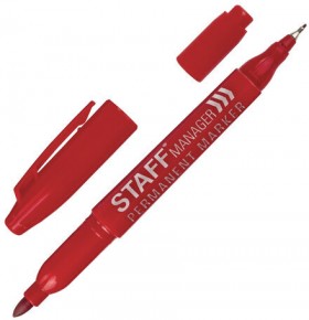 Маркер перманентный двусторонний STAFF &quot;Manager&quot; PM-625, КРАСНЫЙ, наконечники 0,8 мм/2,2 мм, 151627