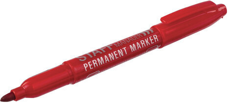 Маркер перманентный двусторонний STAFF "Manager" PM-625, КРАСНЫЙ, наконечники 0,8 мм/2,2 мм, 151627