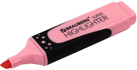 Текстовыделитель BRAUBERG "SUPER PASTEL", ПАСТЕЛЬНЫЙ РОЗОВЫЙ, прорезиненный корпус, линия 1-5 мм, 151753