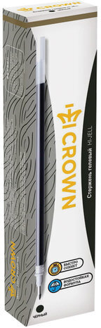 Стержень гелевый CROWN "Hi-Jell", 138 мм, ЧЕРНЫЙ, 0,8 мм, линия письма 0,5 мм, HJR-200