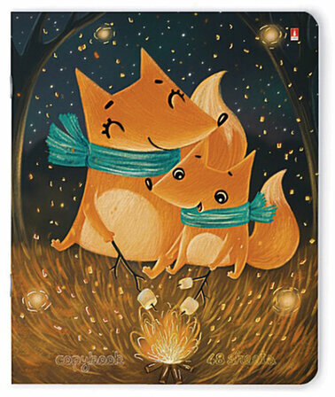 Тетрадь А5 48 л. АЛЬТ скоба, клетка, Soft Touch, фольга, бежевая бумага 70 г/м2, "ВОЛШЕБНЫЕ ЛИСЫ", 7-48-436