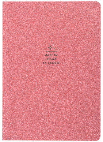 Тетрадь 48 л. в клетку обложка кожзам с блестками, сшивка, A5 (147х210мм), РОЗОВЫЙ, BRAUBERG SPARKLE, 403852