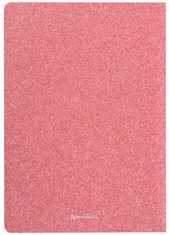 Тетрадь 48 л. в клетку обложка кожзам с блестками, сшивка, A5 (147х210мм), РОЗОВЫЙ, BRAUBERG SPARKLE, 403852