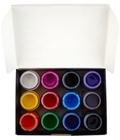 Краски акриловые по стеклу и керамике "Декола", 12 цветов по 20 мл, в баночках, 4041114