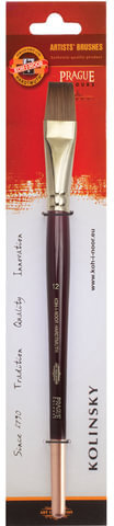 Кисть художественная KOH-I-NOOR колонок, плоская, №12, короткая ручка, блистер, 9936012010BL