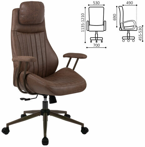Кресло BRABIX PREMIUM Arizona EX-573, синхромеханизм, искусственная замша, коричневый, 532944
