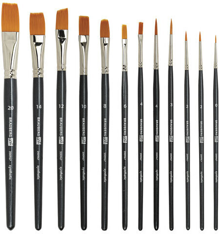 Кисти художественные набор 12 шт. в черном пенале, синтетика, BRAUBERG ART CLASSIC, № 0-20, 200967
