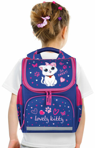 Ранец ПИФАГОР BASIC, 1 отделение, 3 кармана, эргономичная спинка, "Positive kitty", 35х28х18 см, 271369