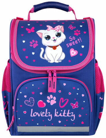 Ранец ПИФАГОР BASIC, 1 отделение, 3 кармана, эргономичная спинка, "Positive kitty", 35х28х18 см, 271369