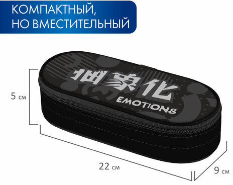 Пенал-футляр BRAUBERG, 1 отделение, органайзер, полиэстер, 22x9x5 см, "Emotions", 271588