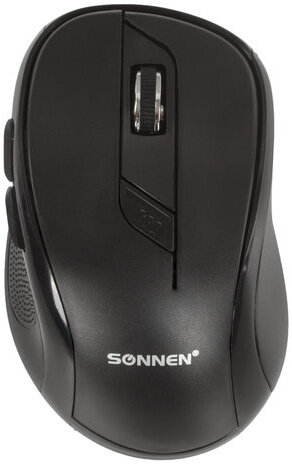 Мышь беспроводная SONNEN M-693, USB, 1600 dpi, 5 кнопок + 1 колесо-кнопка, оптическая, черная, 512645