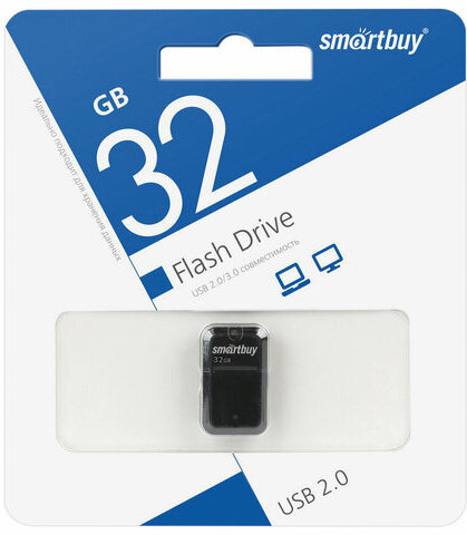 Флеш-диск 32 GB, SMARTBUY Art, USB 2.0, черный, SB32GBAK