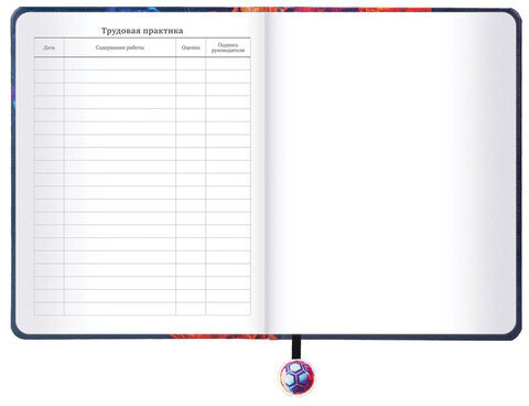 Дневник 1-11 класс 48 л., кожзам (твердая с поролоном), печать, ляссе с аппликацией, BRAUBERG, "Футбол", 107234