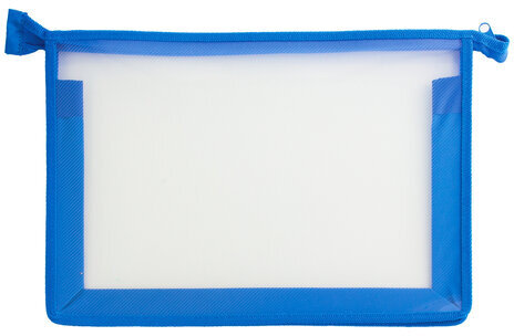 Папка для тетрадей А4 ПИФАГОР, пластик, молния сверху, прозрачная, синяя, 228209