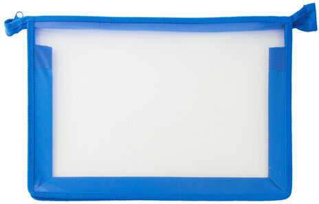 Папка для тетрадей А4 ПИФАГОР, пластик, молния сверху, прозрачная, синяя, 228209