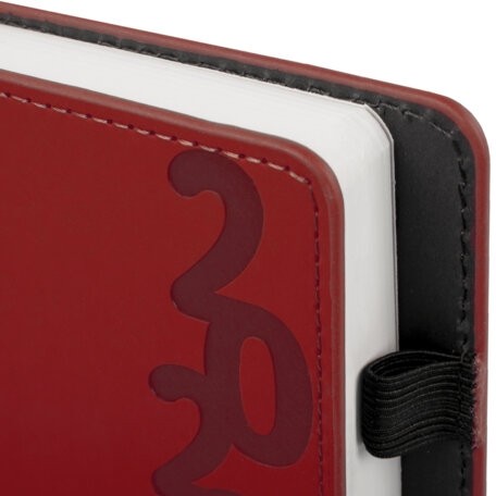 Ежедневник датированный 2026, А5, 150x213 мм, BRAUBERG "Up", под кожу, софт-тач, держатель для ручки, красный, 117120