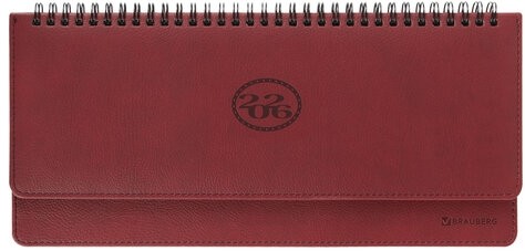 Планинг датированный 2026 305х140 мм BRAUBERG "Favorite", под кожу, бордовый, 117220