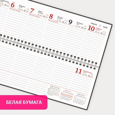 Планинг датированный 2026 305х140 мм BRAUBERG "Favorite", под кожу, бордовый, 117220