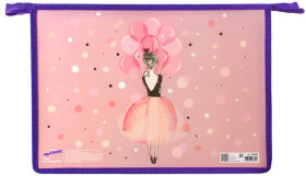Папка для тетрадей ЮНЛАНДИЯ А4, 1 отделение, пластик, молния сверху, "Ballet", 229108
