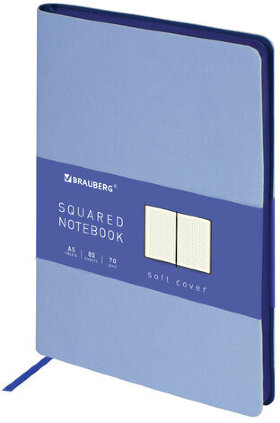 Блокнот А5 (148x218 мм), BRAUBERG &quot;Metropolis Mix&quot;, под кожу, 80 л., клетка, голубой, 111040