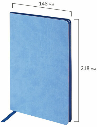 Блокнот А5 (148x218 мм), BRAUBERG "Metropolis Mix", под кожу, 80 л., клетка, голубой, 111040