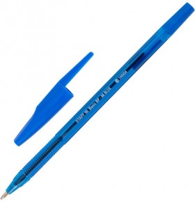 Ручка шариковая STAFF "Basic BP-66 BLUE", СИНЯЯ, корпус синий, узел 1 мм, линия письма 0,5 мм, 144454