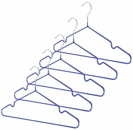 Вешалки-плечики, размер 48-50, КОМПЛЕКТ 10 шт., металл/ПВХ, перекладина, цвет синий, BRABIX "Стандарт", 601166