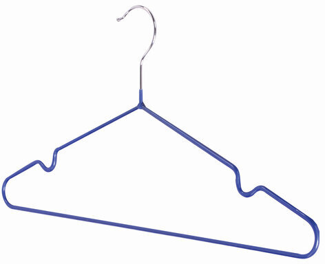 Вешалки-плечики, размер 48-50, КОМПЛЕКТ 10 шт., металл/ПВХ, перекладина, цвет синий, BRABIX "Стандарт", 601166