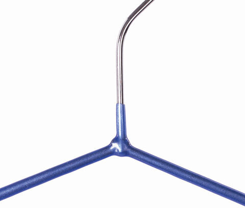 Вешалки-плечики, размер 48-50, КОМПЛЕКТ 10 шт., металл/ПВХ, перекладина, цвет синий, BRABIX "Стандарт", 601166