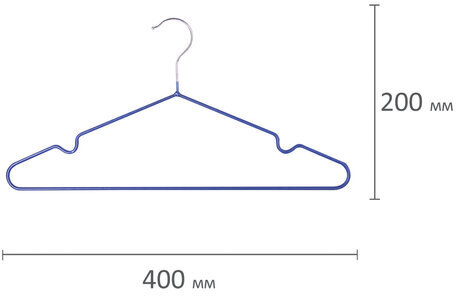 Вешалки-плечики, размер 48-50, КОМПЛЕКТ 10 шт., металл/ПВХ, перекладина, цвет синий, BRABIX "Стандарт", 601166