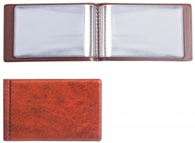 Визитница однорядная на 28 визитных, дисконтных или кредитных карт, коричневая, 2054-104