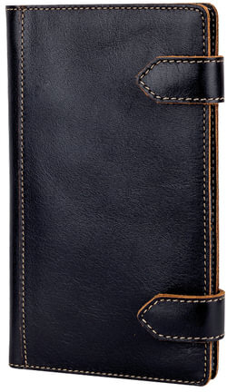 Визитница трёхрядная FABULA "Kansas" на 120 визитных карт, натуральная кожа, отстрочка, 2 кнопки, черная, V.21.TX