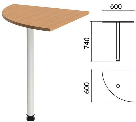 Стол приставной угловой "Эко", 600х600х740 мм, цвет бук бавария (КОМПЛЕКТ)