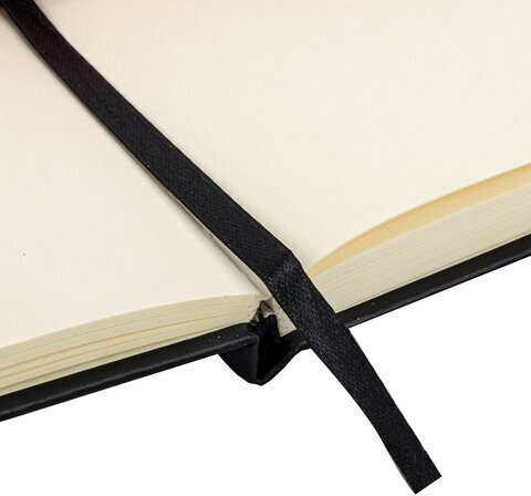 Скетчбук, слоновая кость 140 г/м2 90х140 мм, 80 л., КОЖЗАМ, резинка, BRAUBERG ART CLASSIC, черный, 113188