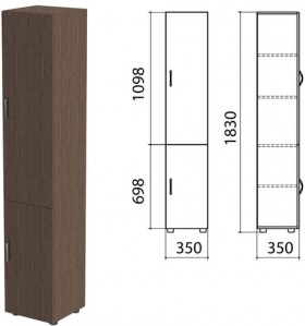 Шкаф закрытый &quot;Канц&quot;, 350х350х1830 мм, цвет венге (КОМПЛЕКТ)