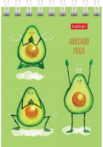 Блокнот МАЛЫЙ ФОРМАТ (75х105 мм) А7, 60 л., гребень, картон, клетка, HATBER, "Йога-Фитнес", 60Б7В1гр