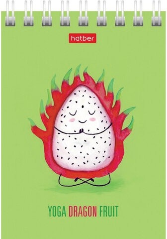 Блокнот МАЛЫЙ ФОРМАТ (75х105 мм) А7, 60 л., гребень, картон, клетка, HATBER, "Йога-Фитнес", 60Б7В1гр