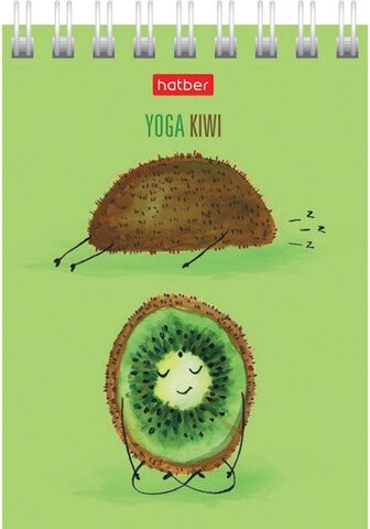 Блокнот МАЛЫЙ ФОРМАТ (75х105 мм) А7, 60 л., гребень, картон, клетка, HATBER, "Йога-Фитнес", 60Б7В1гр