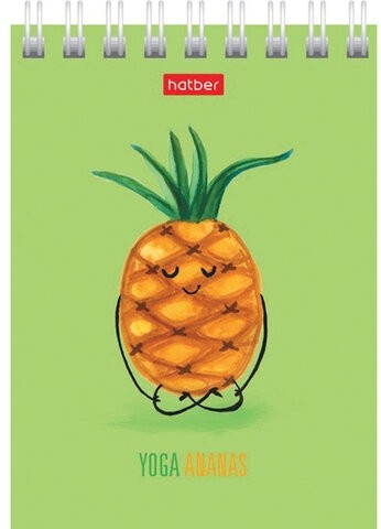 Блокнот МАЛЫЙ ФОРМАТ (75х105 мм) А7, 60 л., гребень, картон, клетка, HATBER, "Йога-Фитнес", 60Б7В1гр