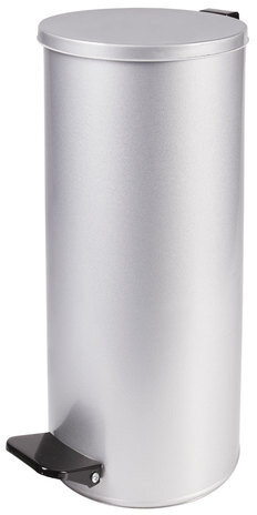 Урна для мусора с педалью, УСИЛЕННОЕ, ТИТАН, 50 л, кольцо под мешок, серая, оцинкованная сталь