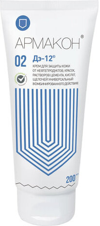 Крем защитный, 200 мл, АРМАКОН &quot;ДЭ-12&quot;, универсальный, от водорастворимых и водонерастворимых веществ, 1200