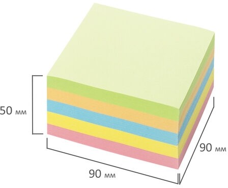 Блок для записей ОФИСМАГ непроклеенный, куб 9х9х5 см, цветной, 127801