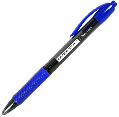 Ручка шариковая автоматическая с грипом BRAUBERG OFFICE STYLE, СИНЯЯ, игольчатый наконечник 0,7мм, линия 0,35мм, тонированный корпус, 144210