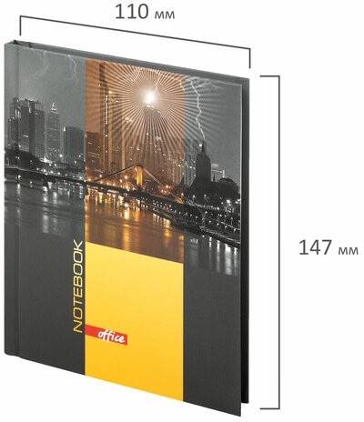 Блокнот МАЛЫЙ ФОРМАТ 110х147 мм А6, 80 л., ламинированная обложка, выборочный лак, клетка, BRAUBERG, "Ночной город", 123246