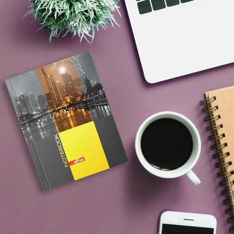 Блокнот МАЛЫЙ ФОРМАТ 110х147 мм А6, 80 л., ламинированная обложка, выборочный лак, клетка, BRAUBERG, "Ночной город", 123246