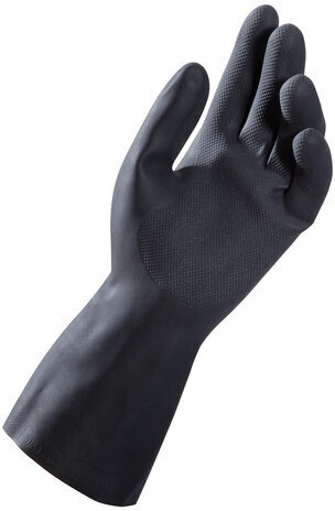 Перчатки латексные MAPA Alto Plus 260, хлопчатобумажное напыление, размер 9 (L), черные