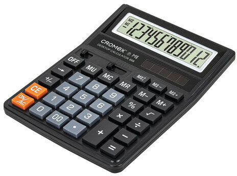 Калькулятор настольный CROMEX 888 (185x145 мм), 12 разрядов, ЧЕРНЫЙ, 271728