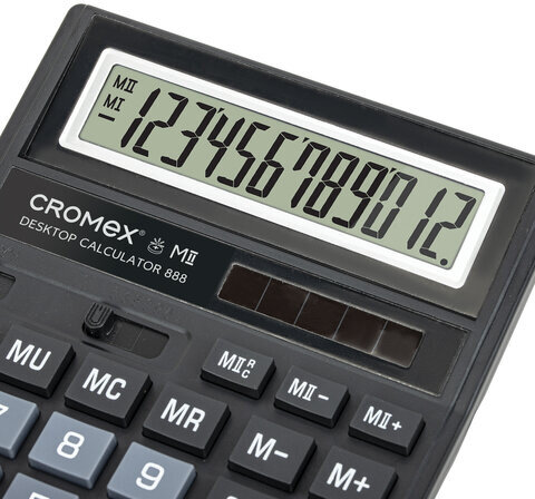 Калькулятор настольный CROMEX 888 (185x145 мм), 12 разрядов, ЧЕРНЫЙ, 271728