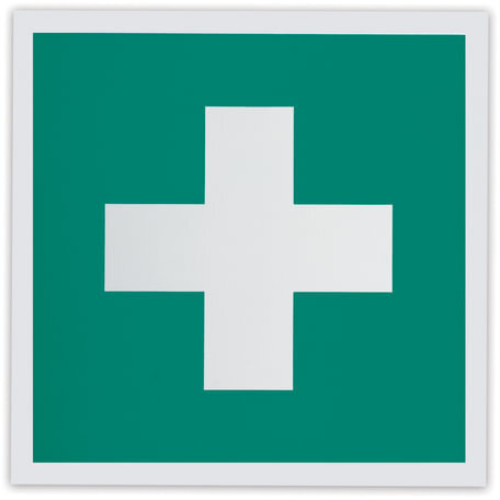 Знак "Аптечка первой медицинской помощи", 200х200 мм, самоклейка, фотолюминесцентный, ЕС 01